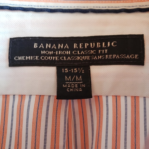 Banana Republic Orange Striped Shirt Men's Sz M - Picture 3 of 8